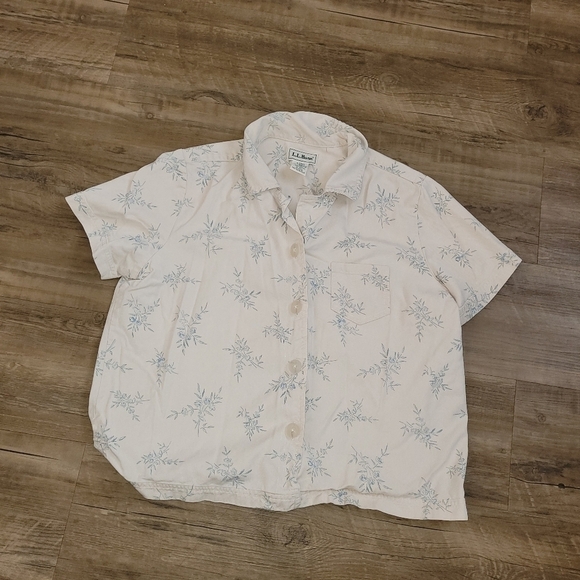 L.L.Bean Vintage Womens Lyocell & Cotton Button Up Top Size Small - Picture 2 of 5